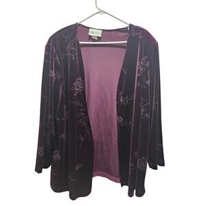 Vintage S.L. Fashions Purple Burnout Velvet Open Front Jacket Size 20W Evening